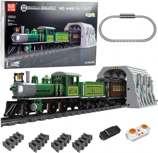 Konstrukcijski set parna lokomotiva RC, zelena, 1212 dijelova