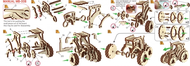 Drveni grad 3D puzzle Superbrzi traktor