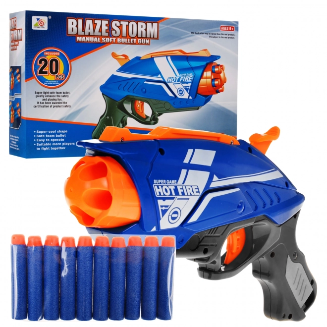 Ručna pištolj za djecu 6+ Blaze Storm Opružni mehanizam + 20 dugih pjenastih metaka