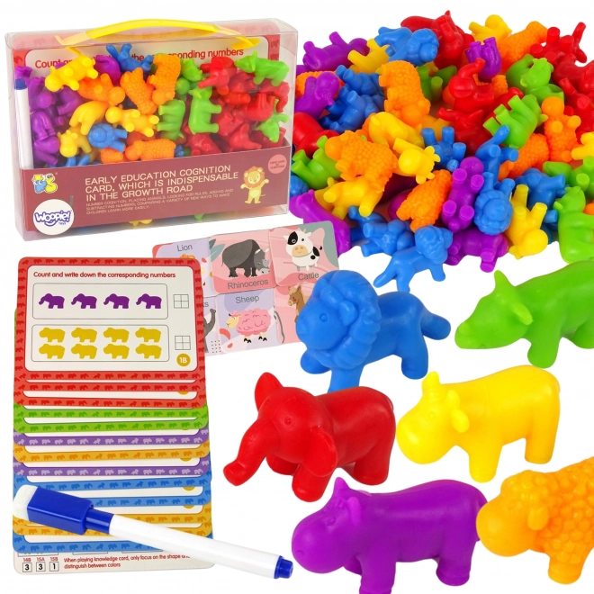 Obrazovni set Montessori Brojanje Šarena Životinje 83 kom