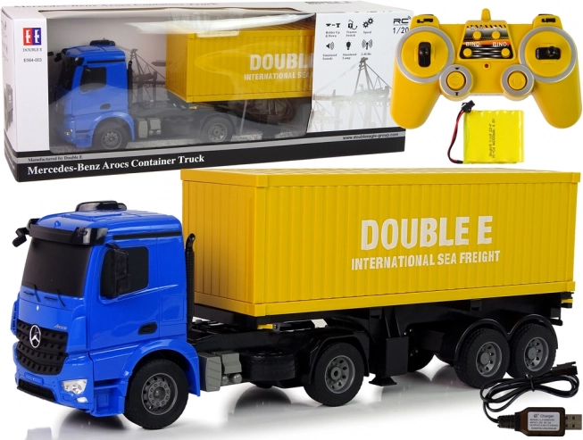 Veliki teretni automobil R/C Mercedes Arocs Blue 1:20 Kontejner 58 cm dug