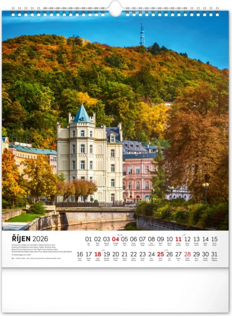 Zidni kalendar Češka republika 2026