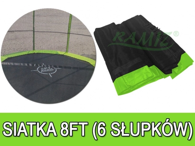 SkyRamiz Zelena sigurnosna mreža za vrtni trampolin 244 cm/8FT 6 stupovskih tunela
