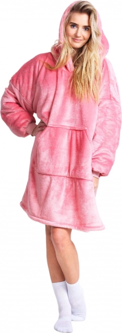 Cozy Noxxiez ružičasta topla TV dekica s kapuljačom (hoodie deka)