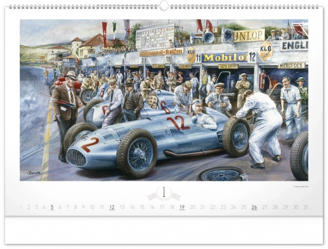 NOTIQUE Zidni kalendar Oldtimers – Václav Zapadlík 2025, 64 x 42 cm