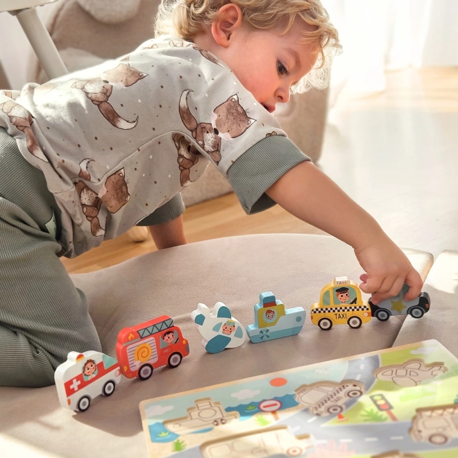 Drvene puzzle Montessori grad