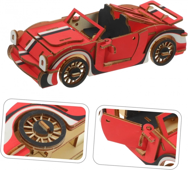 Woodcraft Drvene 3D puzzle Crveni kabriolet