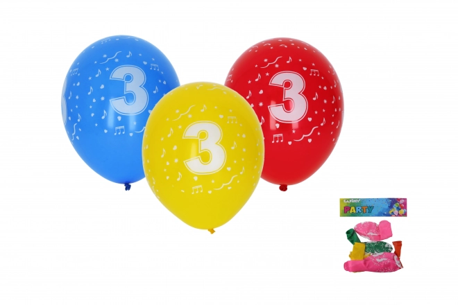 Set raznobojnih napuhujućih balona s brojem 3