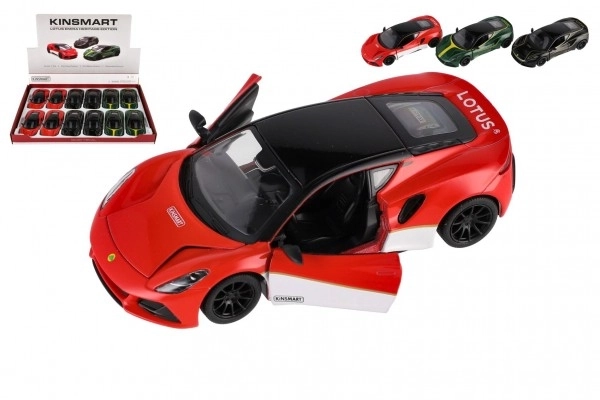 Auto Kinsmart Lotus Emira 1:38 metal/plast 12,5cm 3 boje na povlačenje unatrag 12 kom u kutiji