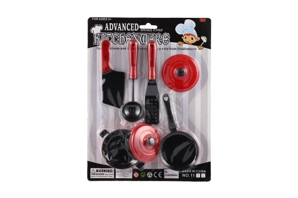 Plastični kuhinjski set posuđa 7 kom crveni na kartici 21x28cm