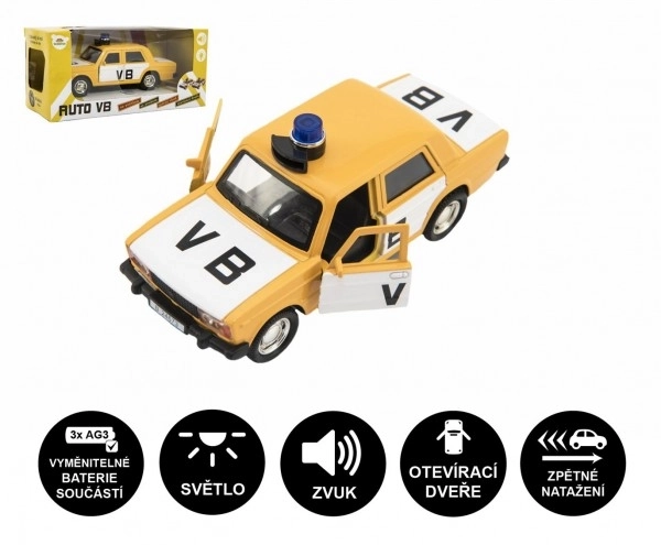 Policijski auto VB kovina/plastika 12cm na povratno navijanje na baterije sa svjetlom i zvukom u kutiji 15x7x7cm