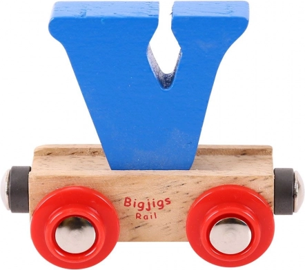 Drveni vagon s slovom V – BIGJIGS Rail