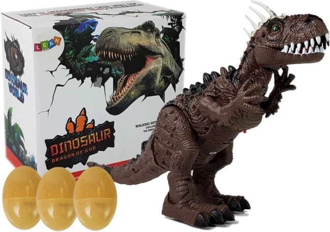 Smeđi dinosaurus na baterije sa svjetlom, zvukom, projektorom i polaganjem jaja
