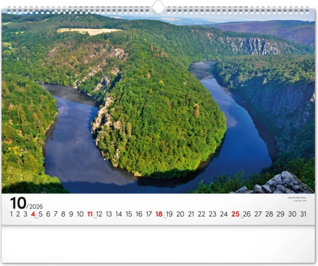 Zidni kalendar Panoramata Češke 2026