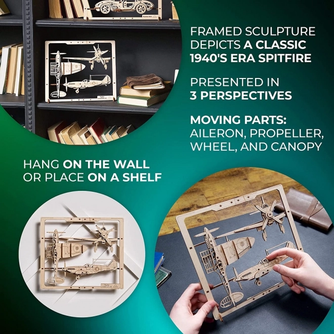 Ugears drveni mehanički puzzle Lovac avion