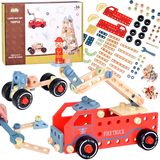 Drvena građevinska igračka Montessori auto toranj