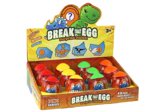 Čarobni pucajući dinosaurus u jajetu 4 boje 6 cm