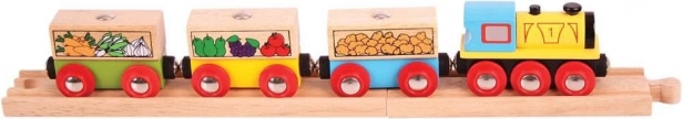 Bigjigs Rail teretni vlak s povrćem i tračnicama