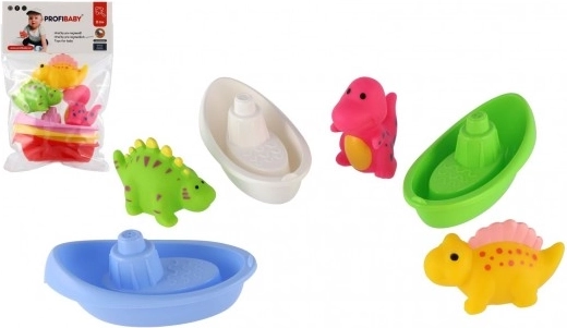 Set za kupanje: brodići i dinosaura za špricanje (3+3 kom)