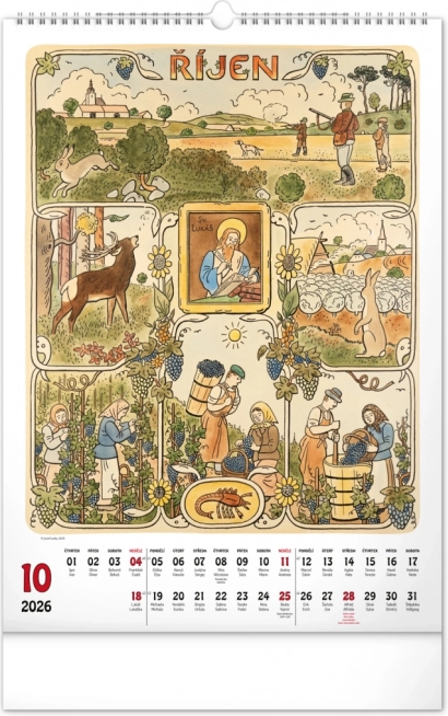Zidni kalendar Josef Lada 2026