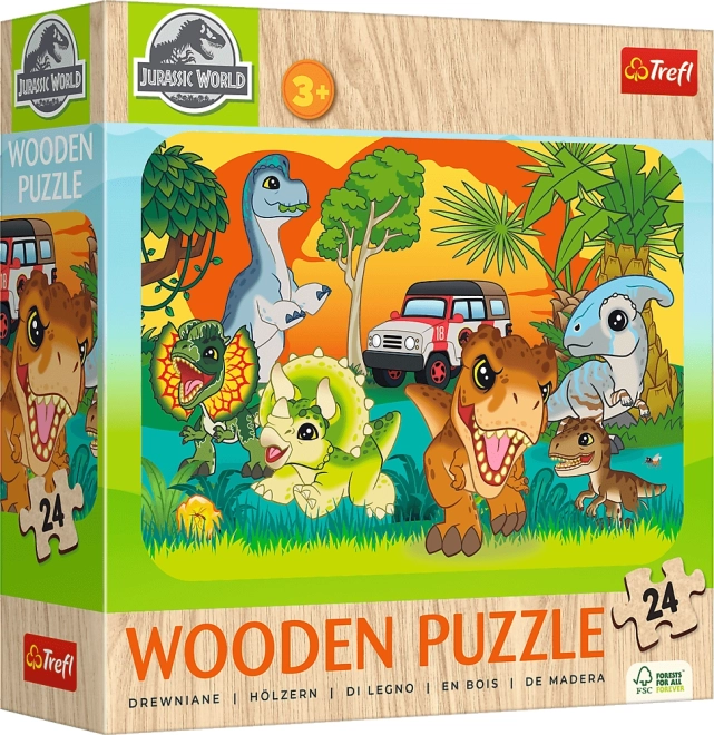 Drvene puzzle JURSKI SVIJET – Upoznaj dinosaure, 24 dijelova