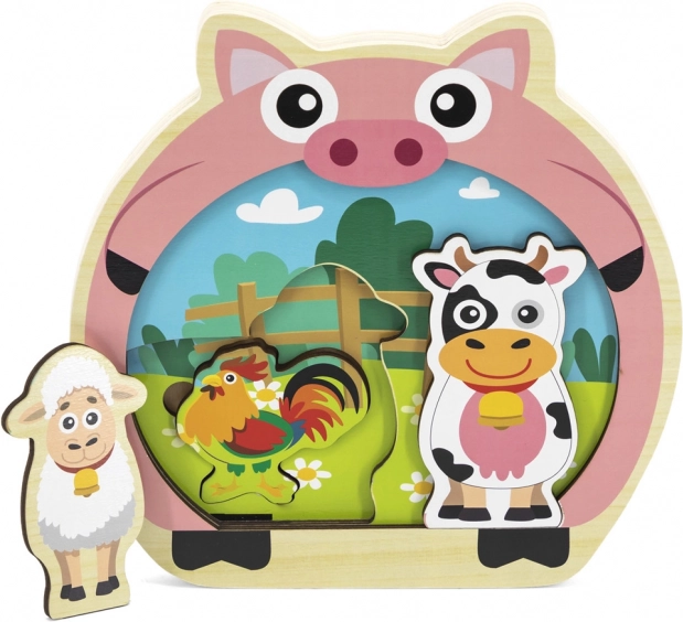 Drvene umetaljke puzzle farma za najmlađe