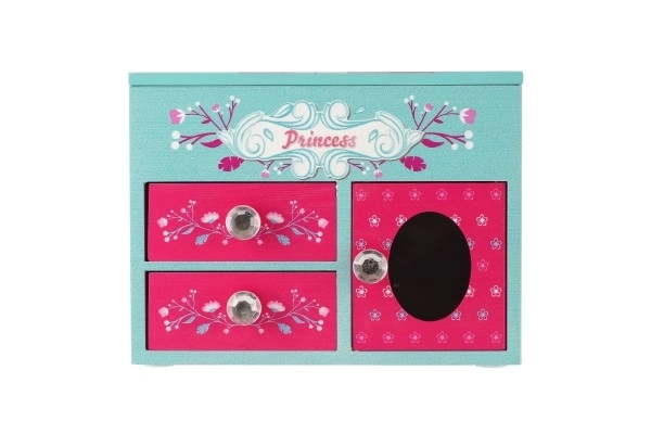 Škrinjica za nakit Princess 3 ladice s poklopcem i ogledalom drvo 16x12,5x12cm u kutiji