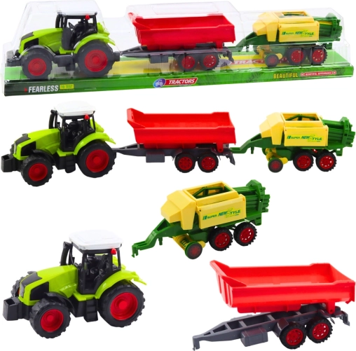 Dječji traktor s prikolicom i prešom za sijeno – farmerski set