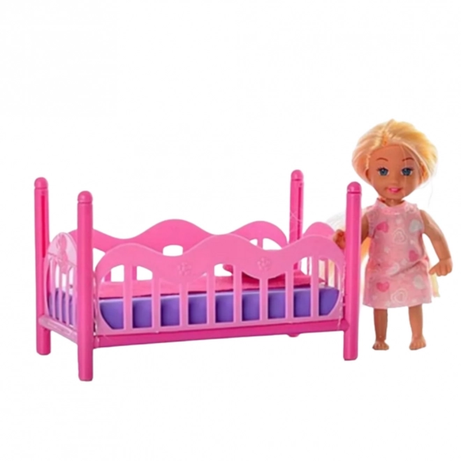 Set mini lutkice u pidžami ružičasti krevetić