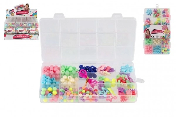 Plastične perle u boji s uzicom u plastičnoj kutiji 10x17x2cm