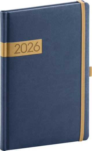Tjedni planer Modro‑zlatni Twill 2026