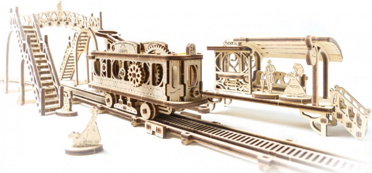 Drvena mehanička slagalica UGEARS tramvajska linija Mechanical Town