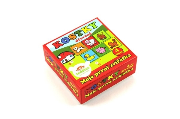 Kocke Kubus četverokut Moje prve životinje drvo 4 kom u kutiji 8,5x8,5x4 cm MPZ