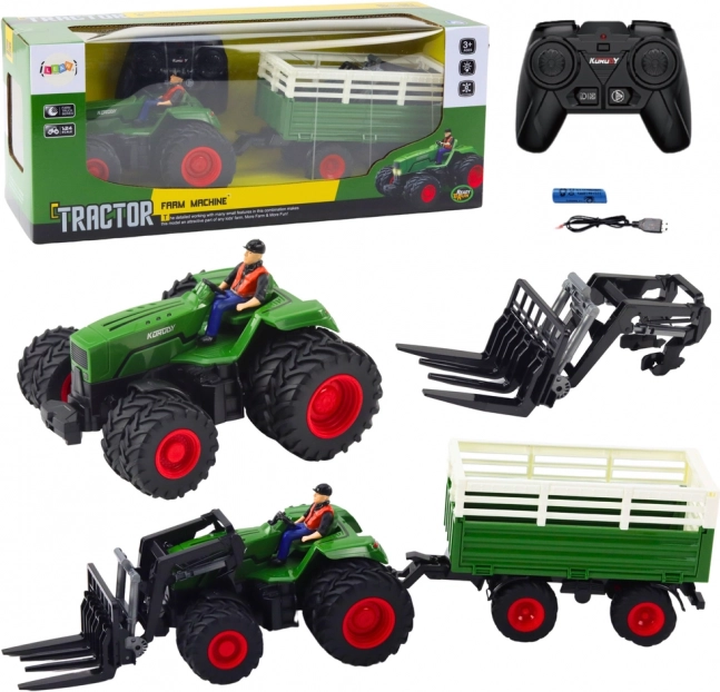 Traktor na daljinsko upravljanje s prikolicom i vilama