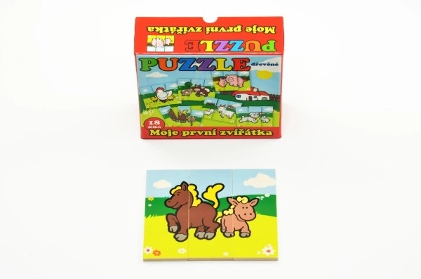 Puzzle Moje prve životinjice drvene 18 dijelova za najmlađe u kutiji 13x11,5x4,5cm 12m+ MPZ