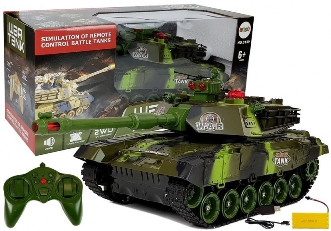 Veliki R/C 2,4 Ghz daljinski upravljani tenk Svjetla Zvuk Pucanje Zelena