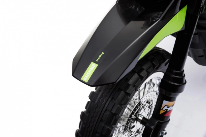 Dječji električni cross motor na akumulator – zelena, s pomoćnim kotačima i LED svjetlima