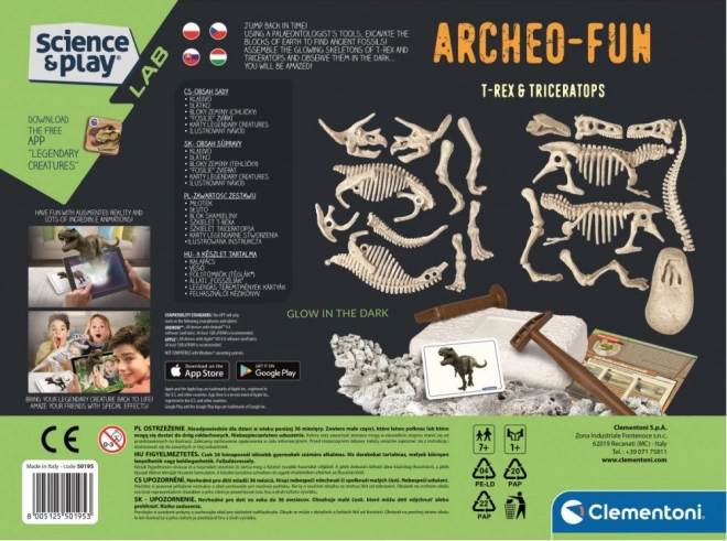 CLEMENTONI Znanost&Igra ArcheoFun: T-Rex + Triceratops