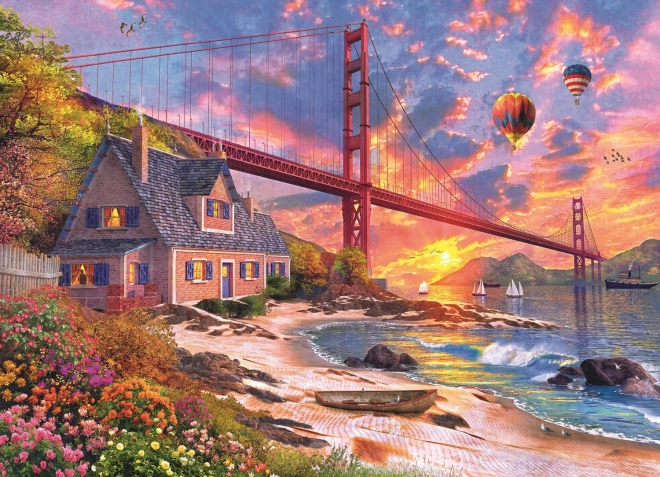 Puzzle zalazak sunca nad Golden Gate 1000 komada