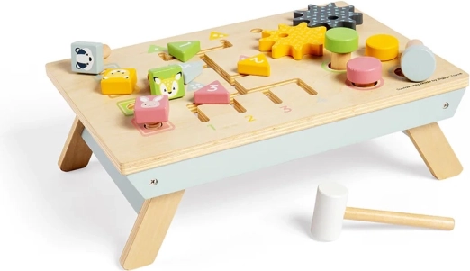 Bigjigs Toys drveni aktivni radni stol s čekićem za zakucavanje