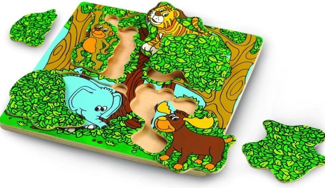 Wonderworld drvene puzzle Pikaboo – dvostruke životinjske slagalice