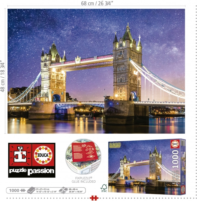 Svjetleća slagalica Tower Bridge u Londonu 1000 dijelova