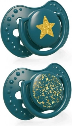 LOVI Silikonska dinamična duda Stardust 0-3 m 2 kom zelena