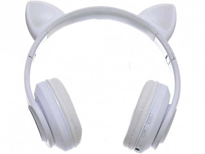 Bežične slušalice bluetooth radio fm mp3 mačje uši led osvjetljenje – Bijele