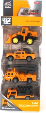 Set metalnih građevinskih autića 1:64 – 4 kom, na navijanje
