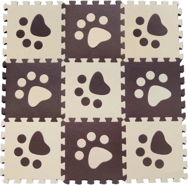 Pjenaste dječje podne puzzle – smeđe šapice 29,5 × 29,5 cm
