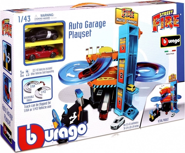 Bburago nizbrdno auto garaža sa spuštanjem i dizalom 1:43