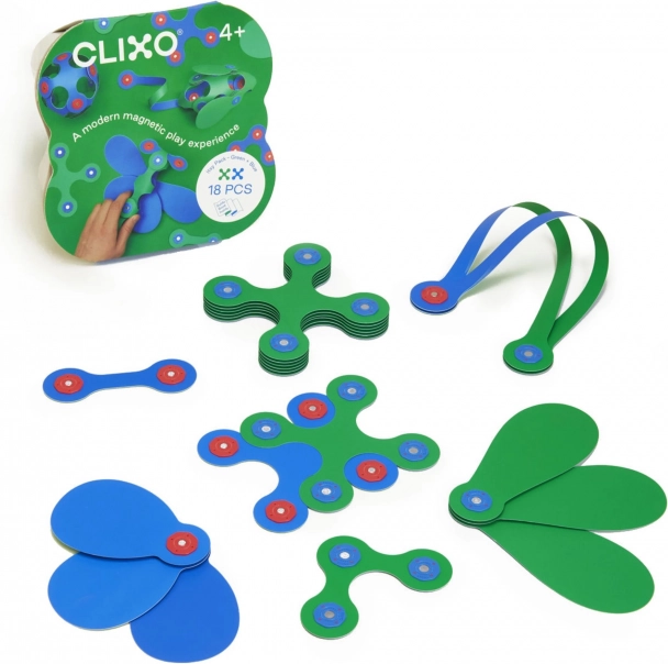 Magnetska slagalica Clixo Itsy, zelena/plava