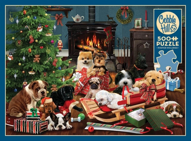 Puzzle Božićni štenci 500 dijelova Cobb Hill