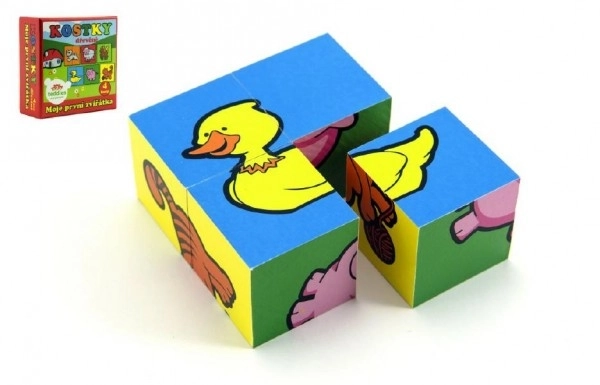Kocke Kubus četverokut Moje prve životinje drvo 4 kom u kutiji 8,5x8,5x4 cm MPZ